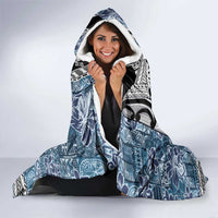 Fiji Day Hooded Blanket Traditional Tapa with Hibiscus and Emblems