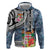 Fiji Day Hoodie Traditional Tapa with Hibiscus and Emblems