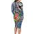Fiji Day Long Sleeve Bodycon Dress Traditional Tapa with Hibiscus and Emblems
