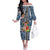 Fiji Day Off The Shoulder Long Sleeve Dress Traditional Tapa with Hibiscus and Emblems