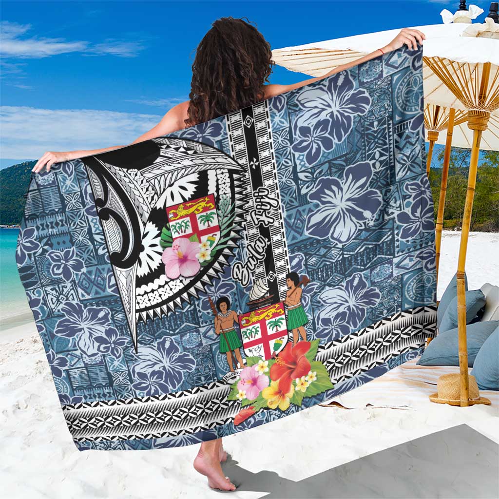 Fiji Day Sarong Traditional Tapa with Hibiscus and Emblems