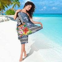Fiji Day Sarong Traditional Tapa with Hibiscus and Emblems