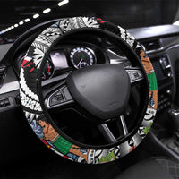 Fiji Day Steering Wheel Cover Traditional Tapa with Hibiscus and Emblems