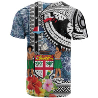 Fiji Day T Shirt Traditional Tapa with Hibiscus and Emblems