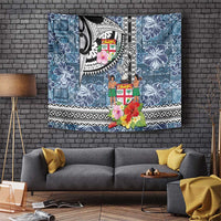 Fiji Day Tapestry Traditional Tapa with Hibiscus and Emblems