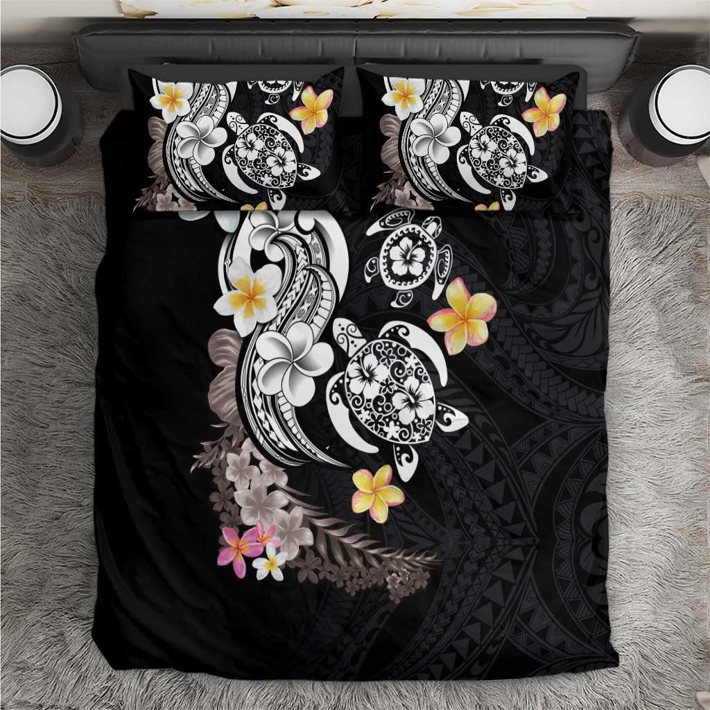 Hawaiian Tropical Plumeria Turtles Bedding Set Polynesian Art Tattoo