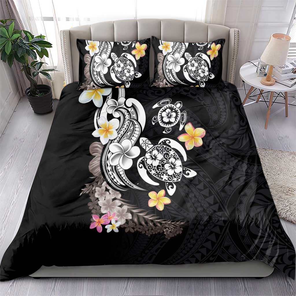 Hawaiian Tropical Plumeria Turtles Bedding Set Polynesian Art Tattoo