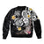 Hawaiian Tropical Plumeria Turtles Bomber Jacket Polynesian Art Tattoo