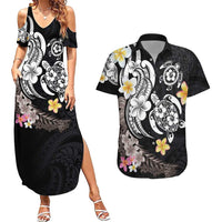 Hawaiian Tropical Plumeria Turtles Couples Matching Summer Maxi Dress and Hawaiian Shirt Polynesian Art Tattoo LT03 No Dress - Polynesian Pride