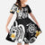 Hawaiian Tropical Plumeria Turtles Family Matching Long Sleeve Bodycon Dress and Hawaiian Shirt Polynesian Art Tattoo