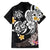 Hawaiian Tropical Plumeria Turtles Family Matching Long Sleeve Bodycon Dress and Hawaiian Shirt Polynesian Art Tattoo