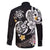 Hawaiian Tropical Plumeria Turtles Family Matching Long Sleeve Bodycon Dress and Hawaiian Shirt Polynesian Art Tattoo