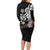 Hawaiian Tropical Plumeria Turtles Family Matching Long Sleeve Bodycon Dress and Hawaiian Shirt Polynesian Art Tattoo