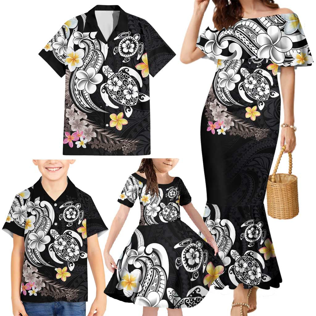 Hawaiian Tropical Plumeria Turtles Family Matching Mermaid Dress and Hawaiian Shirt Polynesian Art Tattoo LT03 - Polynesian Pride