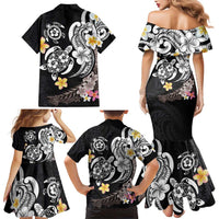 Hawaiian Tropical Plumeria Turtles Family Matching Mermaid Dress and Hawaiian Shirt Polynesian Art Tattoo LT03 - Polynesian Pride