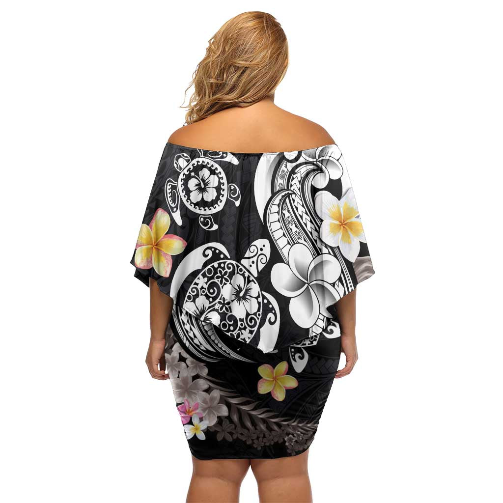 Hawaiian Tropical Plumeria Turtles Family Matching Off Shoulder Short Dress and Hawaiian Shirt Polynesian Art Tattoo LT03 - Polynesian Pride