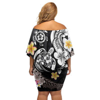 Hawaiian Tropical Plumeria Turtles Family Matching Off Shoulder Short Dress and Hawaiian Shirt Polynesian Art Tattoo LT03 - Polynesian Pride