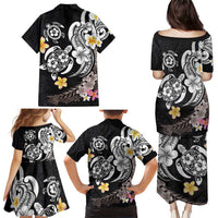 Hawaiian Tropical Plumeria Turtles Family Matching Puletasi and Hawaiian Shirt Polynesian Art Tattoo LT03 - Polynesian Pride
