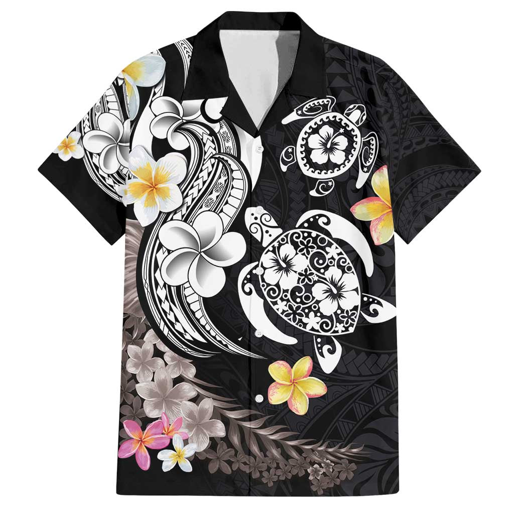 Hawaiian Tropical Plumeria Turtles Family Matching Puletasi and Hawaiian Shirt Polynesian Art Tattoo LT03 Dad's Shirt - Short Sleeve - Polynesian Pride