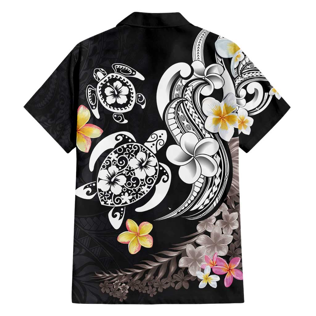 Hawaiian Tropical Plumeria Turtles Family Matching Short Sleeve Bodycon Dress and Hawaiian Shirt Polynesian Art Tattoo LT03 - Polynesian Pride