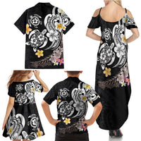 Hawaiian Tropical Plumeria Turtles Family Matching Summer Maxi Dress and Hawaiian Shirt Polynesian Art Tattoo LT03 - Polynesian Pride