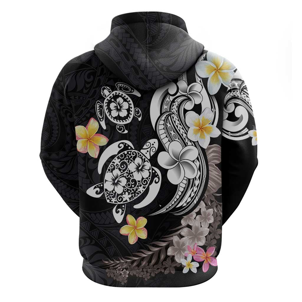 Hawaiian Tropical Plumeria Turtles Hoodie Polynesian Art Tattoo