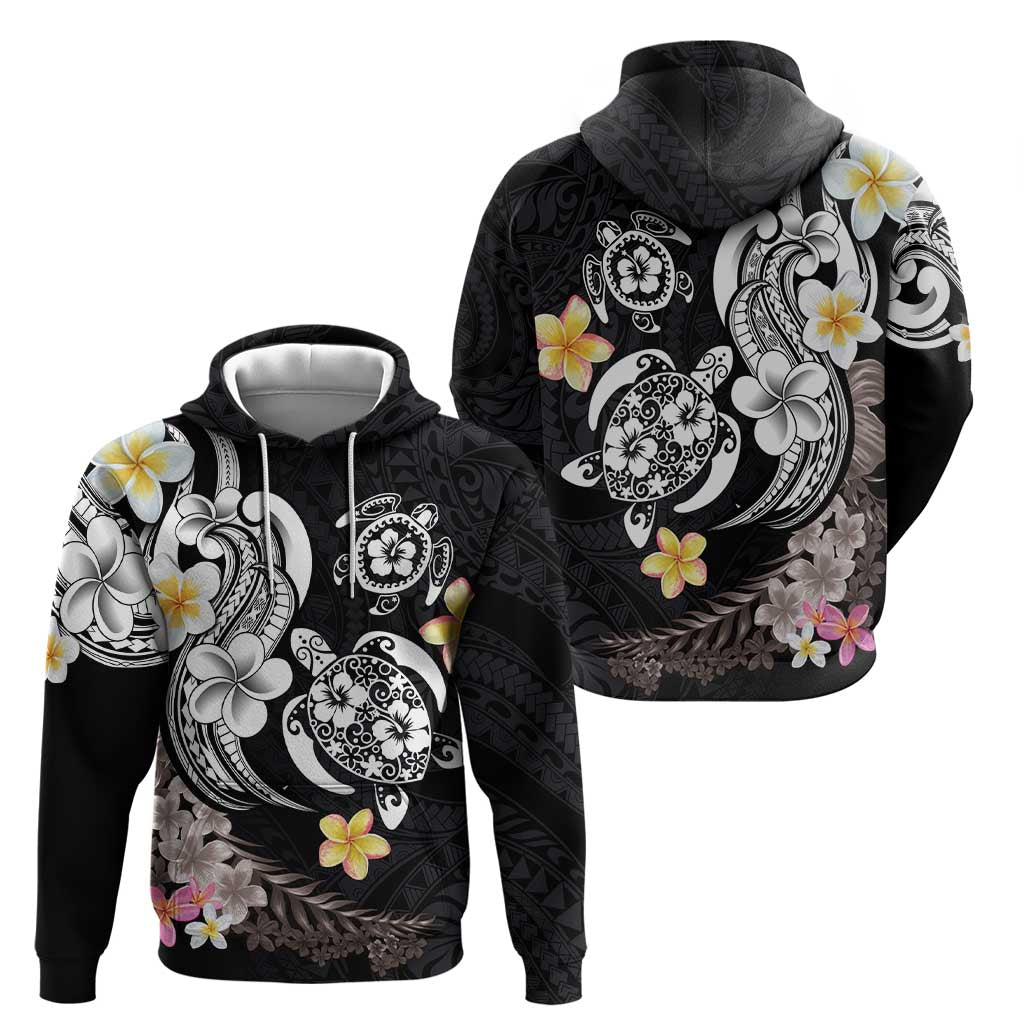 Hawaiian Tropical Plumeria Turtles Hoodie Polynesian Art Tattoo
