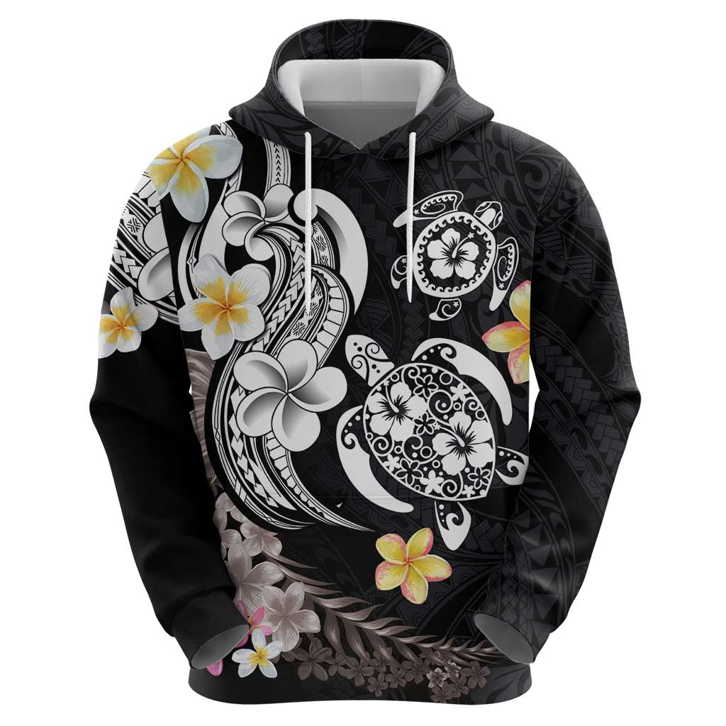 Hawaiian Tropical Plumeria Turtles Hoodie Polynesian Art Tattoo