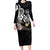 Hawaiian Tropical Plumeria Turtles Long Sleeve Bodycon Dress Polynesian Art Tattoo