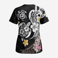Hawaiian Tropical Plumeria Turtles Scrub Top Polynesian Art Tattoo LT03 - Polynesian Pride