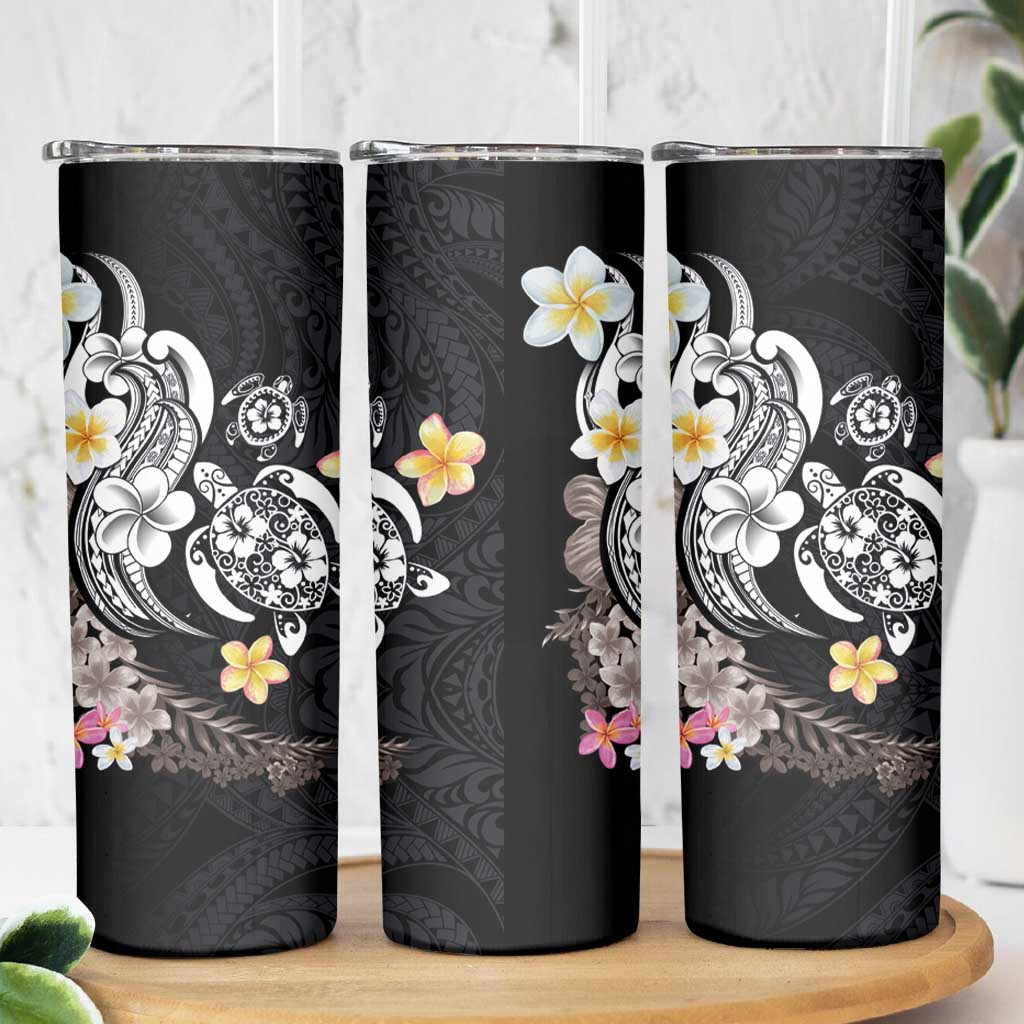 Hawaiian Tropical Plumeria Turtles Skinny Tumbler Polynesian Art Tattoo