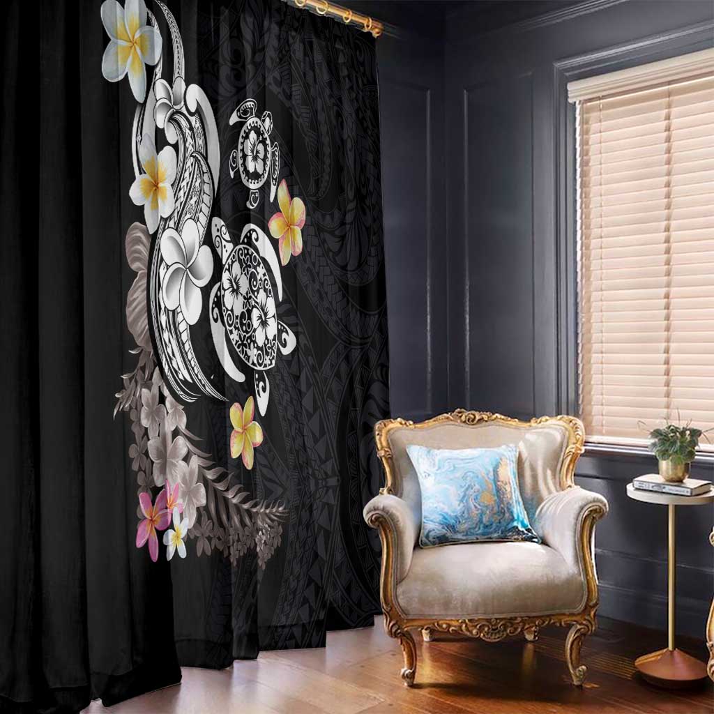 Hawaiian Tropical Plumeria Turtles Window Curtain Polynesian Art Tattoo