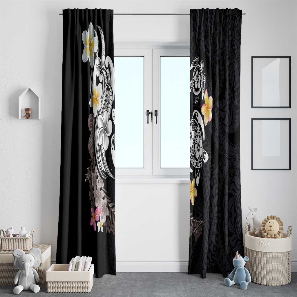 Hawaiian Tropical Plumeria Turtles Window Curtain Polynesian Art Tattoo