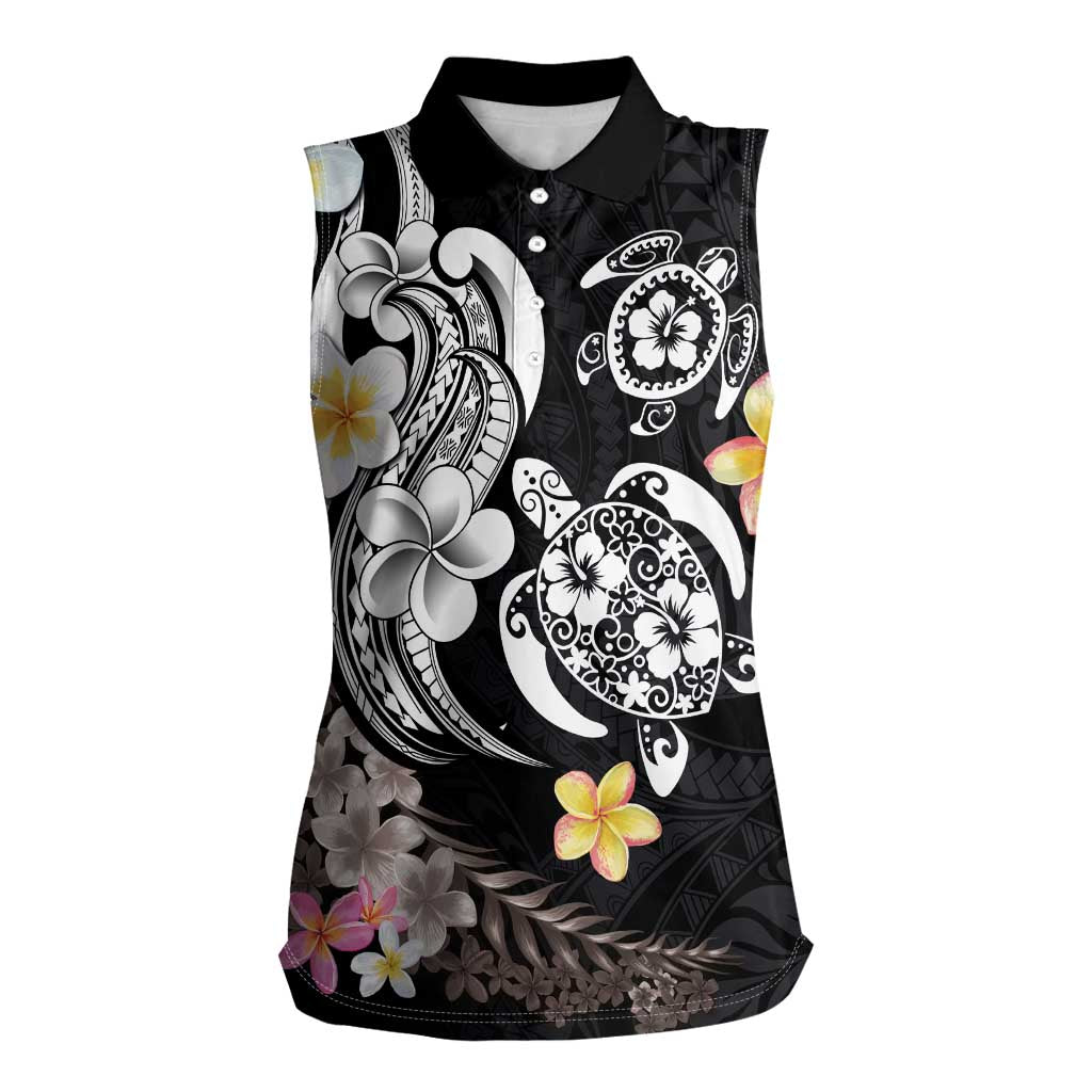 Hawaiian Tropical Plumeria Turtles Women Sleeveless Polo Shirt Polynesian Art Tattoo LT03 Female - Polynesian Pride