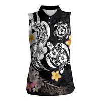 Hawaiian Tropical Plumeria Turtles Women Sleeveless Polo Shirt Polynesian Art Tattoo LT03 Female - Polynesian Pride