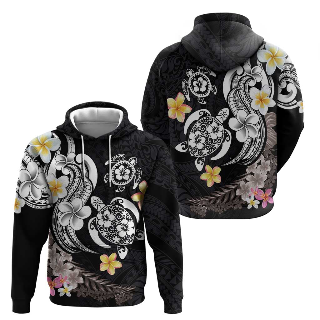 Hawaiian Tropical Plumeria Turtles Zip Hoodie Polynesian Art Tattoo