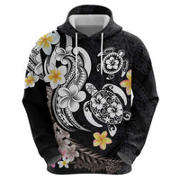 Hawaiian Tropical Plumeria Turtles Zip Hoodie Polynesian Art Tattoo