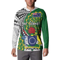 Cook Islands Independence Day Button Sweatshirt National Flag and Emblem with Tatau Tattoo