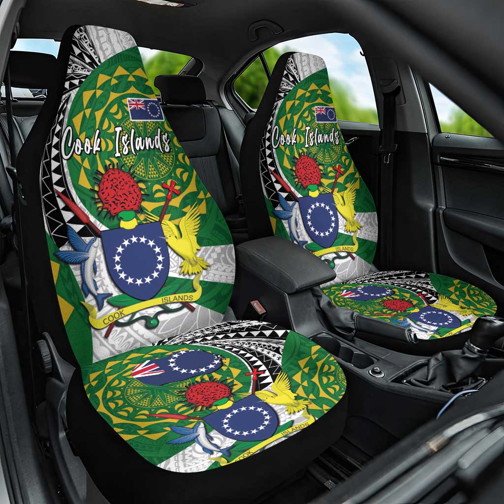 Cook Islands Independence Day Car Seat Cover National Flag and Emblem with Tatau Tattoo