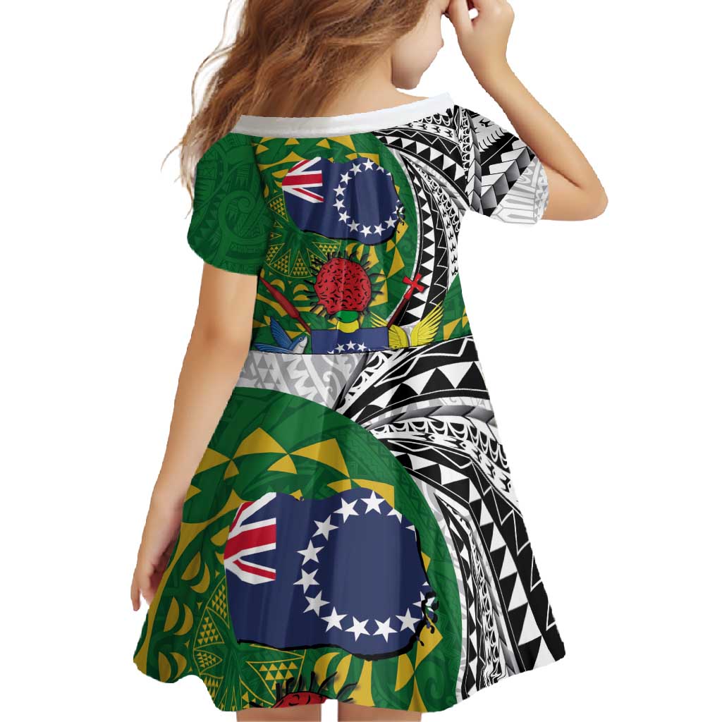 Cook Islands Independence Day Family Matching Long Sleeve Bodycon Dress and Hawaiian Shirt National Flag and Emblem with Tatau Tattoo