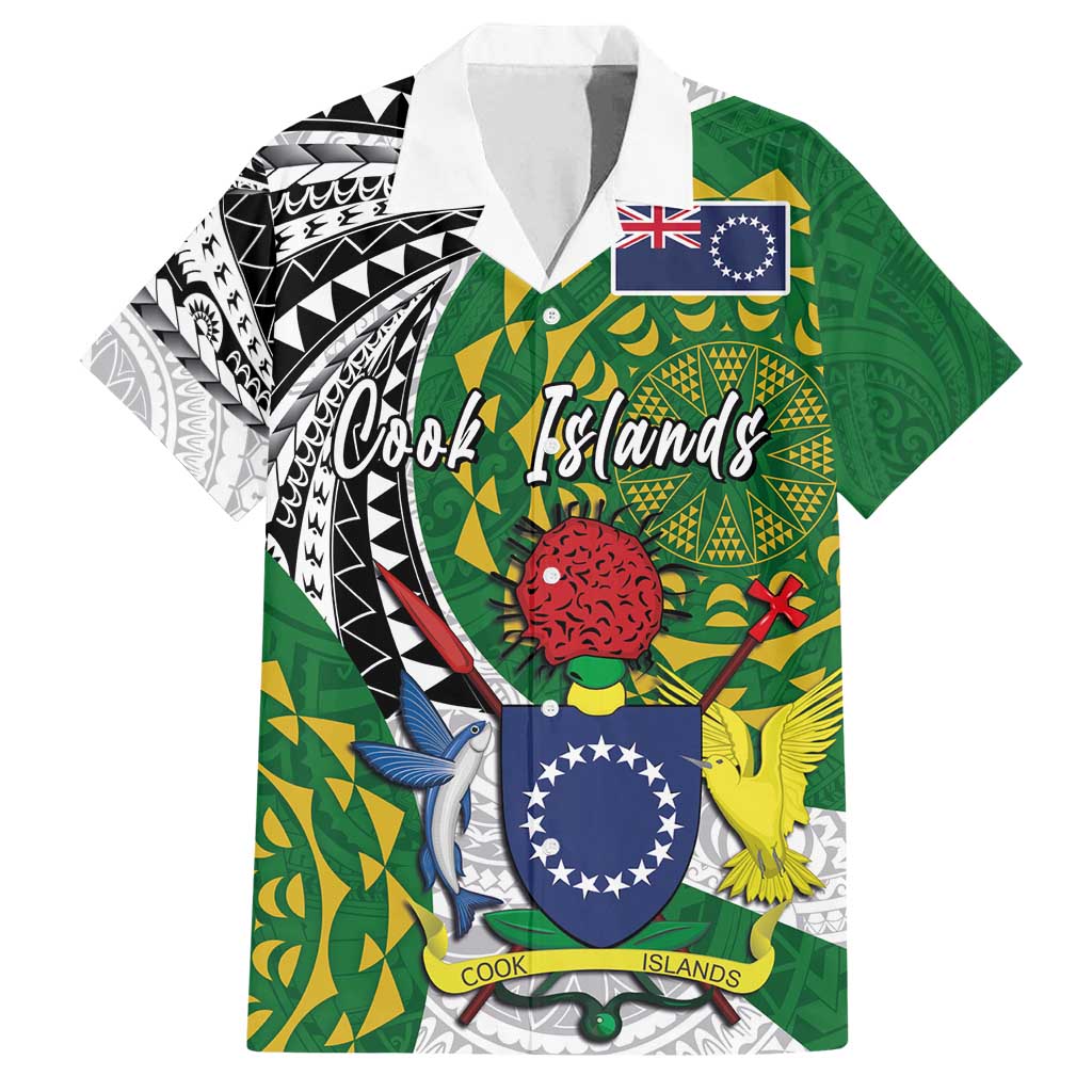 Cook Islands Independence Day Family Matching Summer Maxi Dress and Hawaiian Shirt National Flag and Emblem with Tatau Tattoo