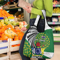 Cook Islands Independence Day Grocery Bag National Flag and Emblem with Tatau Tattoo