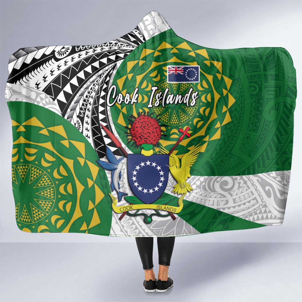 Cook Islands Independence Day Hooded Blanket National Flag and Emblem with Tatau Tattoo