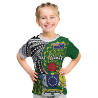 Cook Islands Independence Day Kid T Shirt National Flag and Emblem with Tatau Tattoo