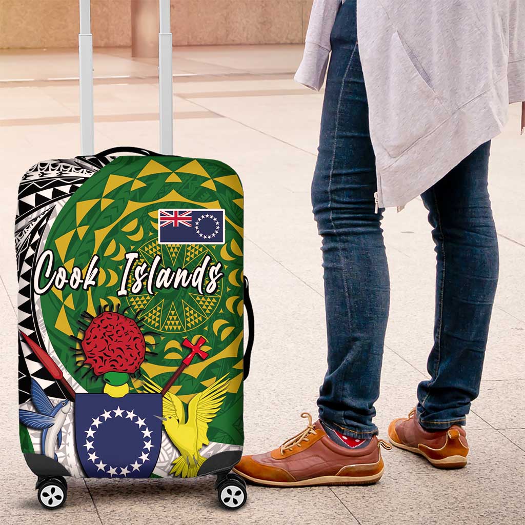 Cook Islands Independence Day Luggage Cover National Flag and Emblem with Tatau Tattoo