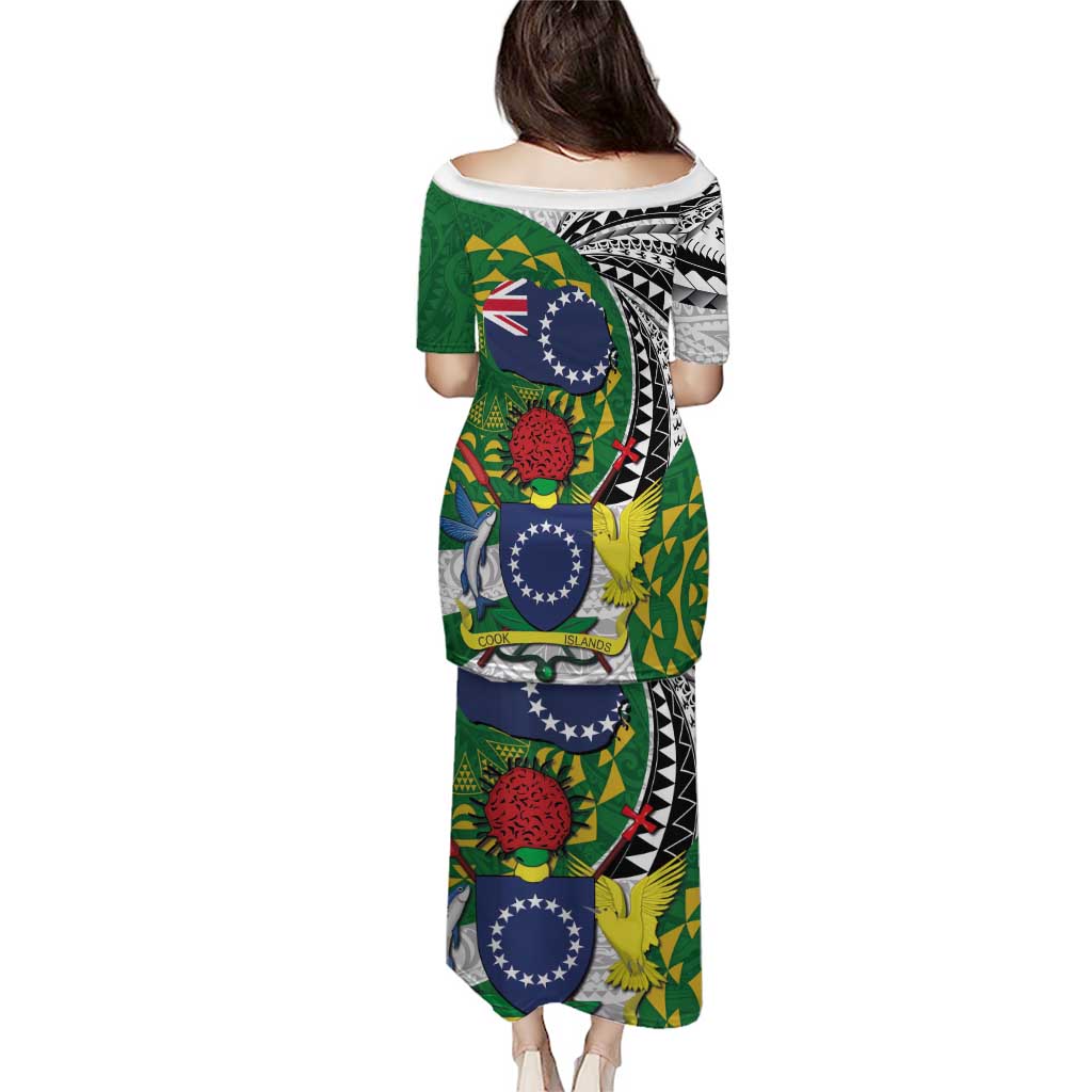 Cook Islands Independence Day Puletasi National Flag and Emblem with Tatau Tattoo