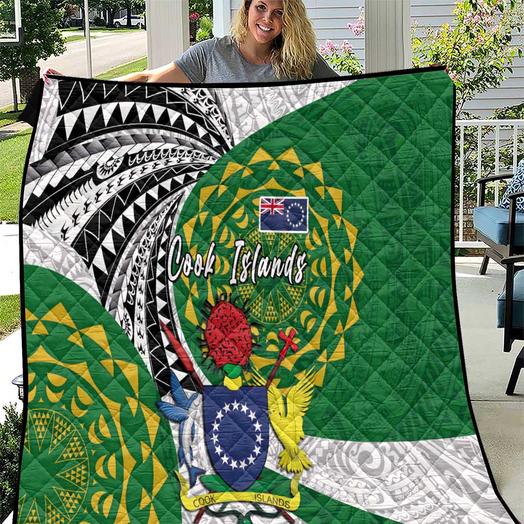 Cook Islands Independence Day Quilt National Flag and Emblem with Tatau Tattoo
