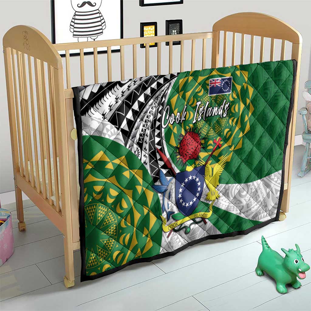 Cook Islands Independence Day Quilt National Flag and Emblem with Tatau Tattoo