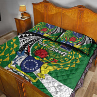 Cook Islands Independence Day Quilt Bed Set National Flag and Emblem with Tatau Tattoo