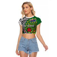 Cook Islands Independence Day Raglan Cropped T Shirt National Flag and Emblem with Tatau Tattoo